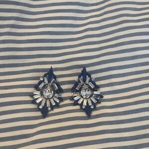 Navy and Silver Statement Earrings